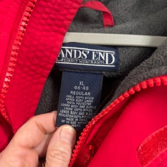 Vintage Lands' End Aircore 200 Red Fleece-Lined Parka Men’s | Winter coat | XL - Picture 4 of 11